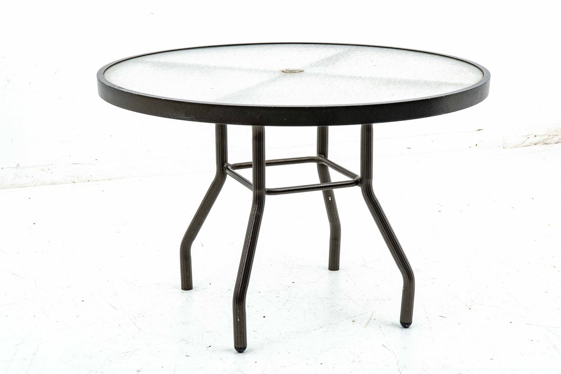 Round Metal & Textured Glass Patio Table