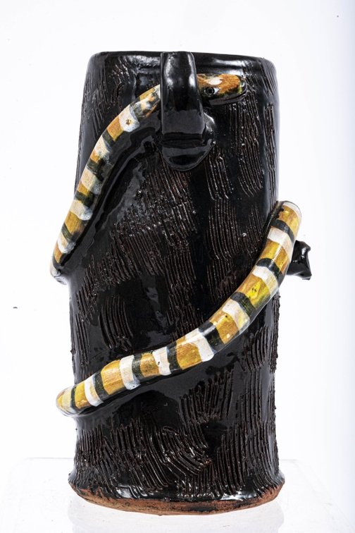 Bobby Ferguson Snake on a Tree Stump Vase