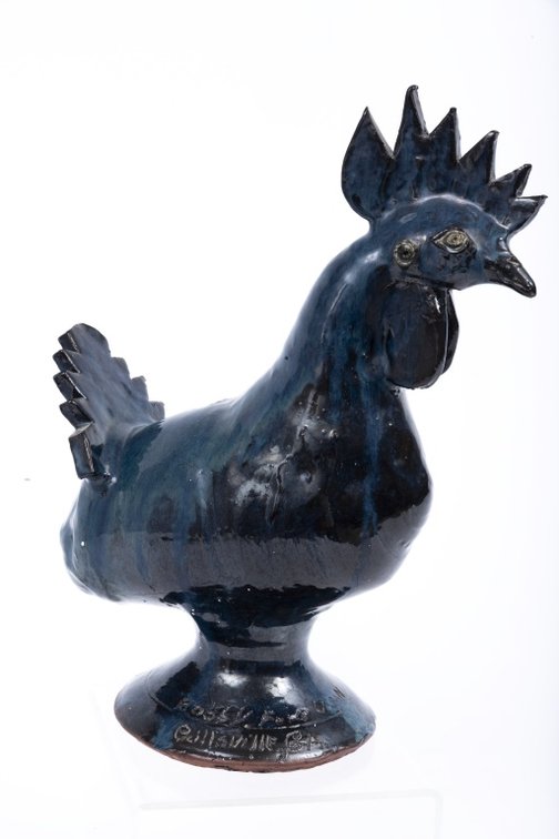 Bobby Ferguson Signed Blue Rooster Lamp base