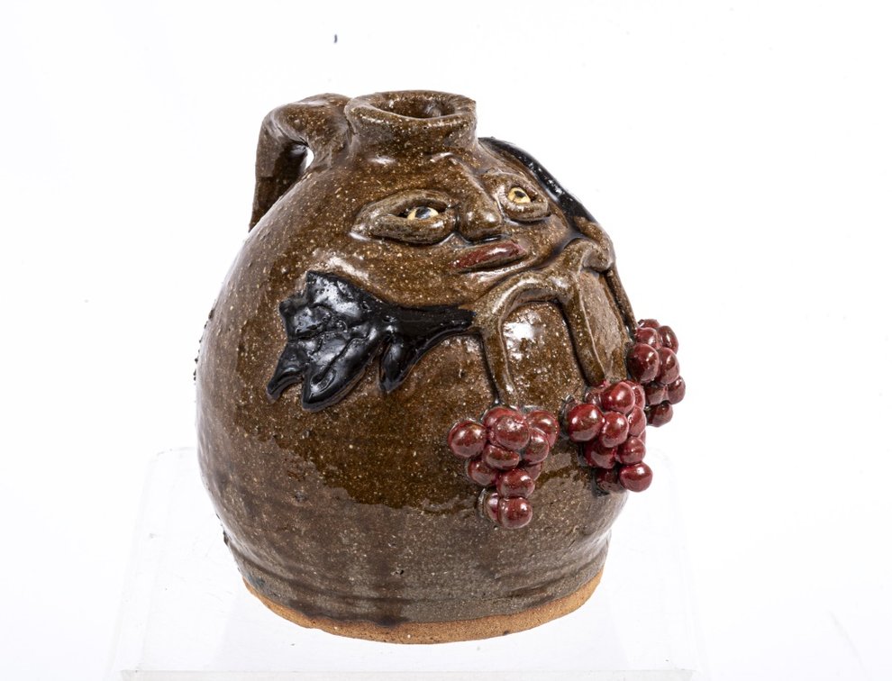 Reggie & Flossie Meaders Face Jug with Grapes