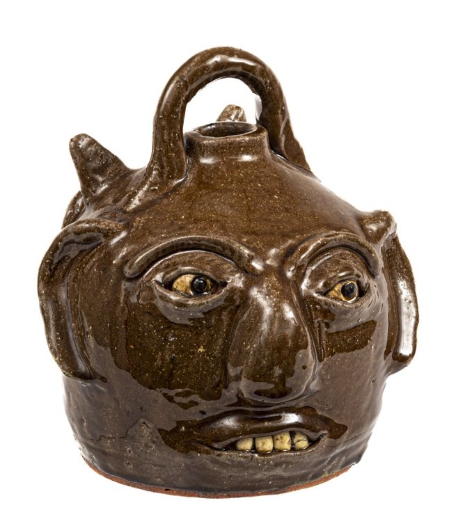 Reggie Meaders 2 Face Jug - Man & Owl