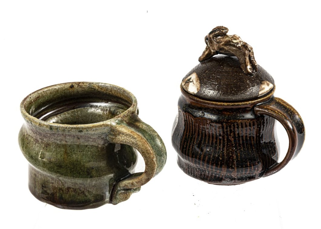2 Noel Benedict Handled Mugs - 1 Has Rabbit Lid