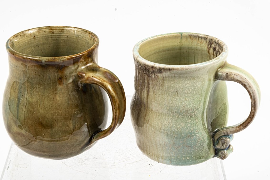2 Noel Benedict Anagama Kiln Fired Handled Mugs