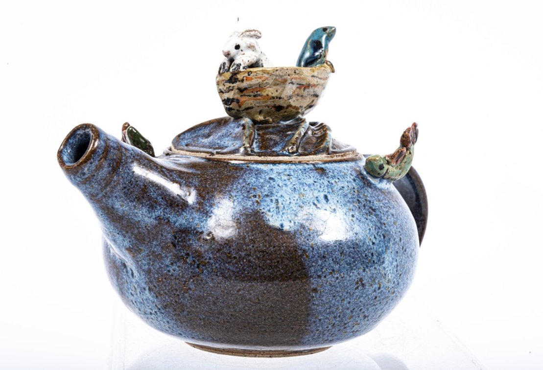 Noel Benedict Teapot w/Applied Fish, Rabbit & Bird