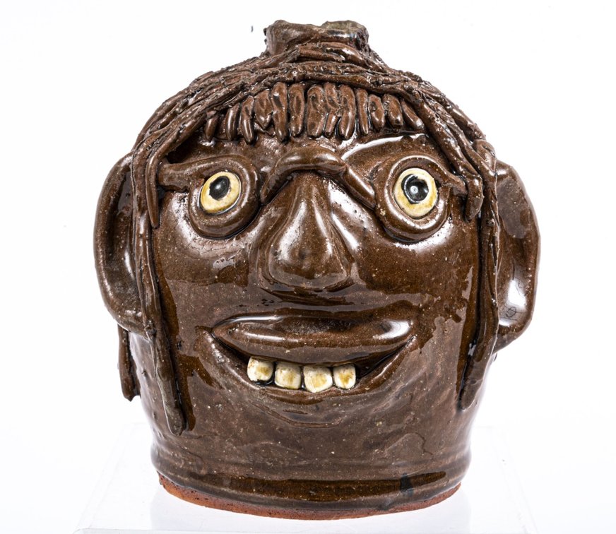 Reggie & Flossie Meaders Girl w/Glasses Face Jug
