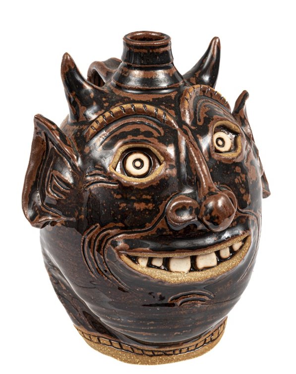Karen Labarga Brown Smiling Devil Jug 178