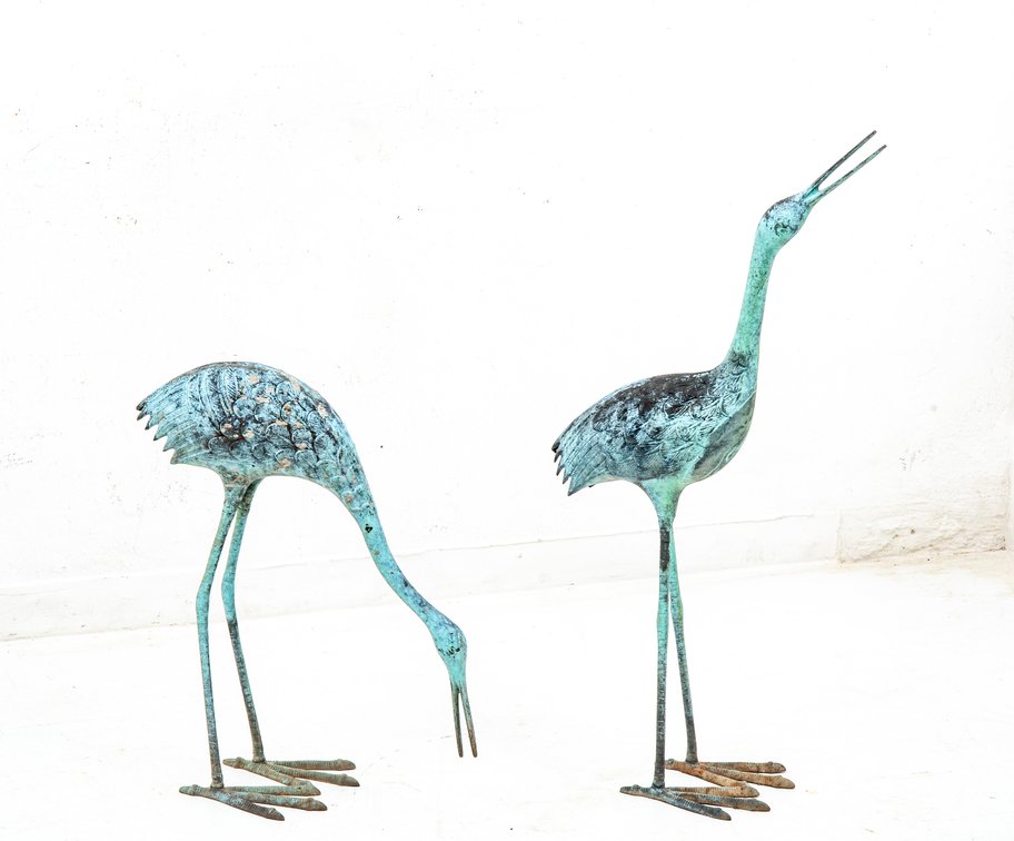Pair of Garden Cranes w/ Verdigris Patina