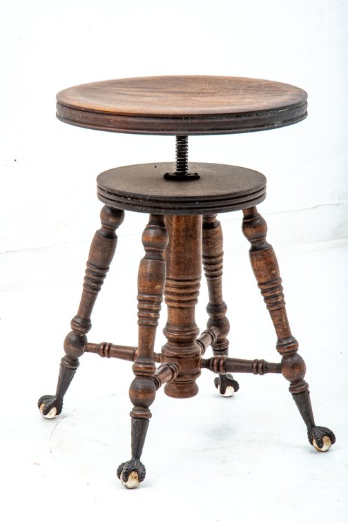 Antique Glass Ball & Cast Iron Claw Piano Stool