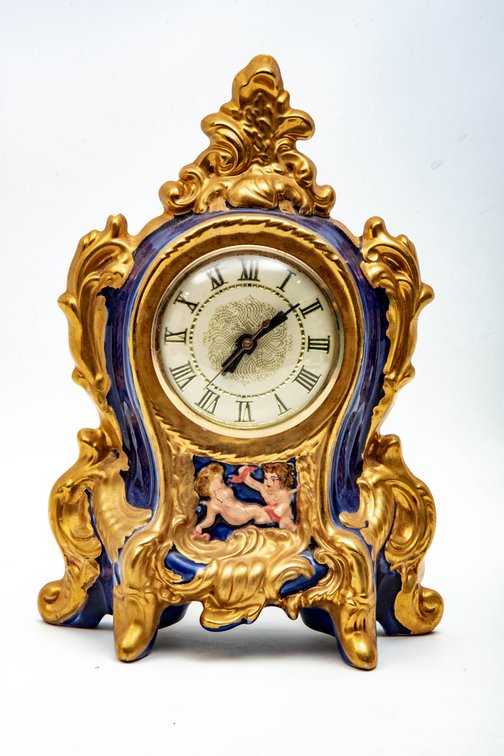 Cobalt Blue & Gilded Porcelain Mantel Clock