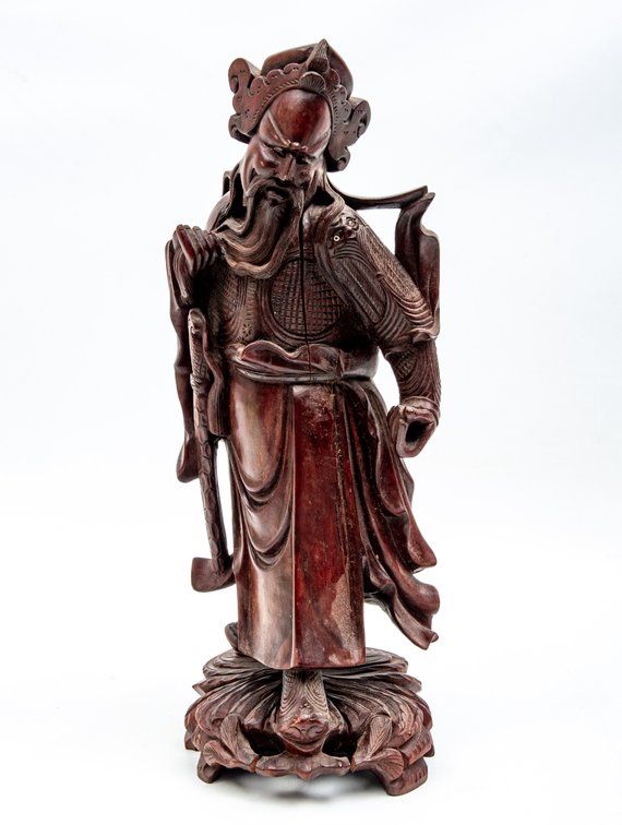 Antique Carved Chinese Rosewood Figurine