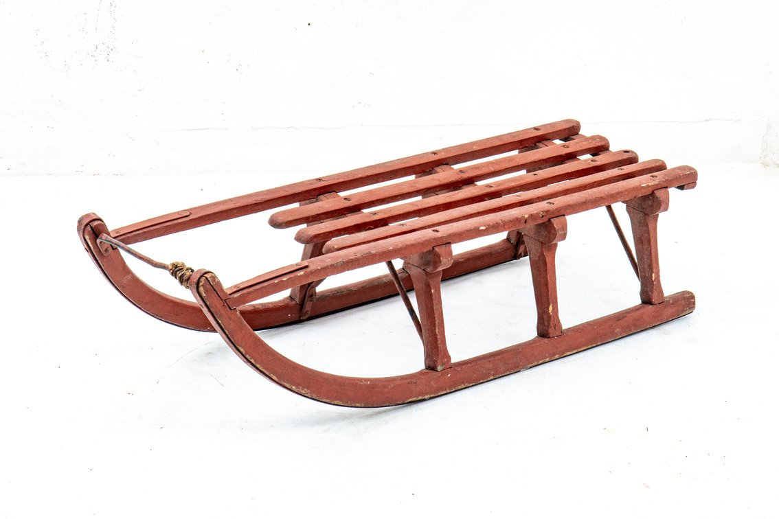 Primitive Log Sled Painted Barn Red