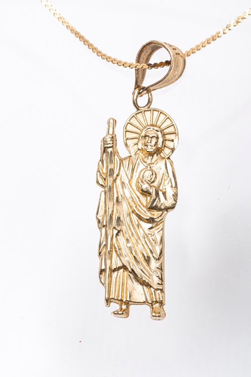 14K Gold S Link Chain & 14K St. Jude Pendant