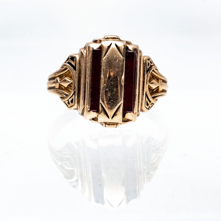10K Gold Class Ring with Rubies