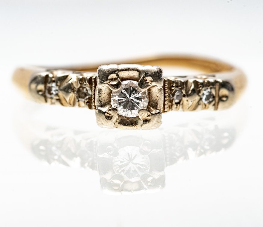 14K Gold Wedding Ring with Diamonds