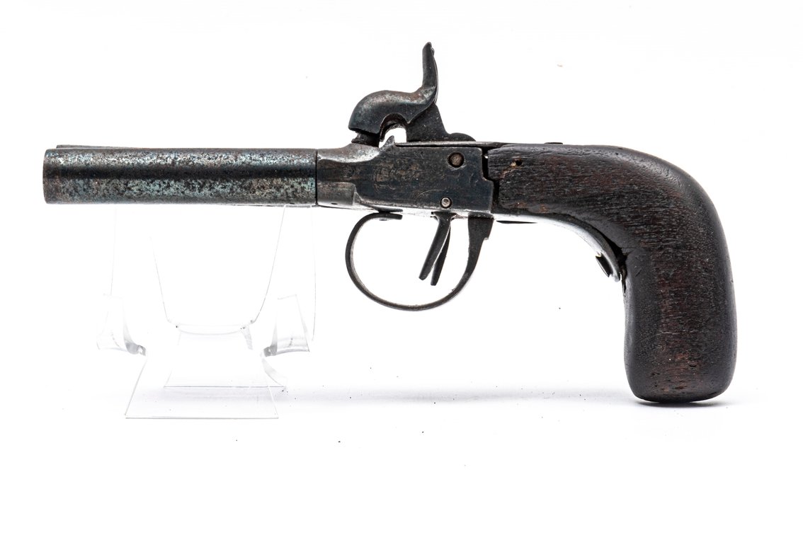 Antique Belgium Dbl Barrel Percussion Cap Pistol