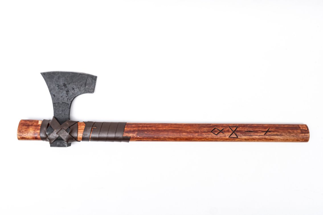 Hand Forged Tomahawk w/Leather Wrapping & Runes