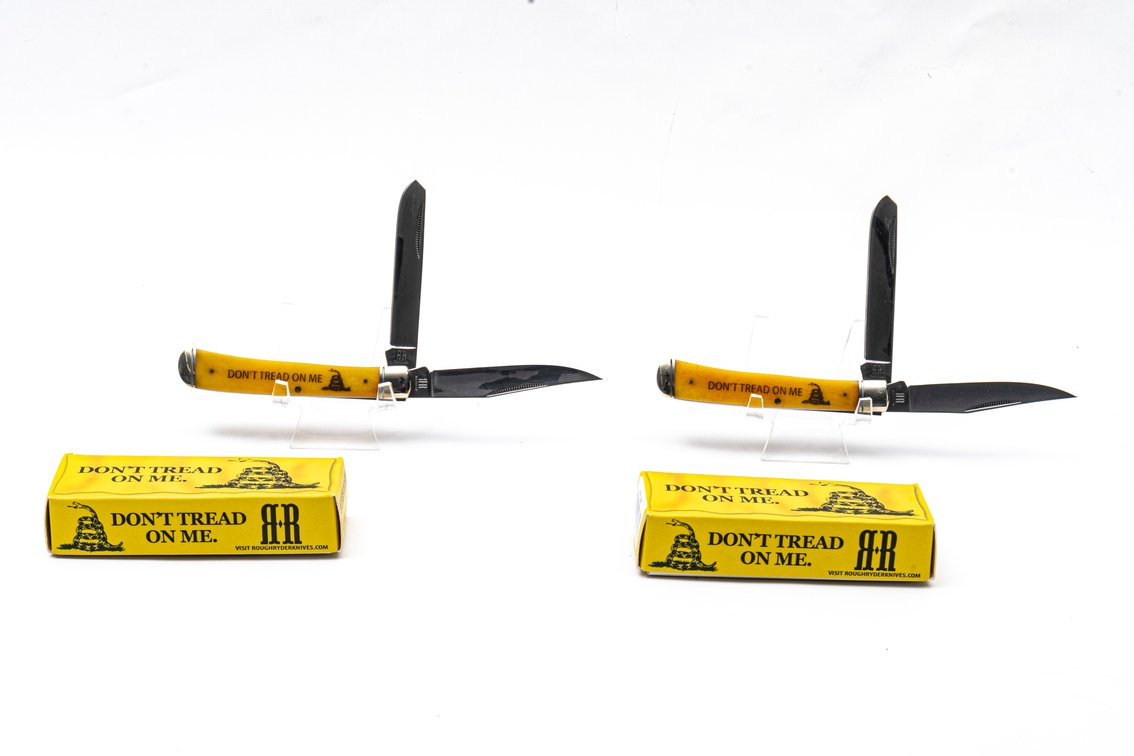 2 Rough Ryder Gadsden Flag Pocket Knives NIB