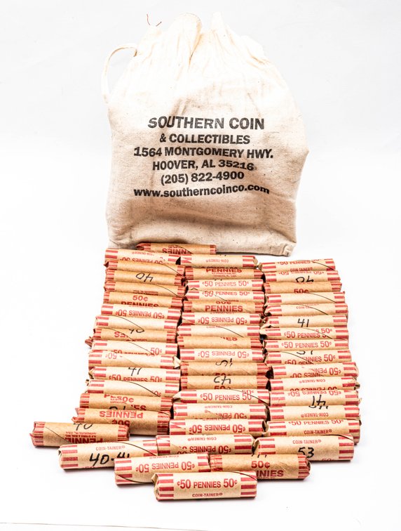 $25 Face value bag of rolled Wheat Pennies