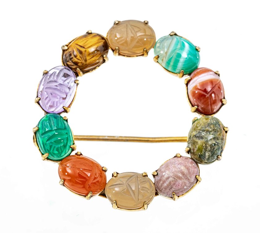 Vintage WE Richards 10-Stone GF Pin Broach