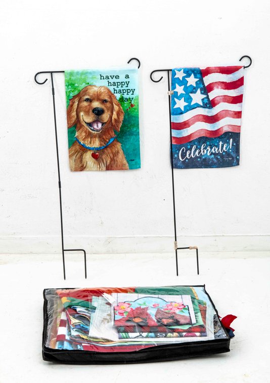 45 Fabric Yard Flags of Various Holidays & More