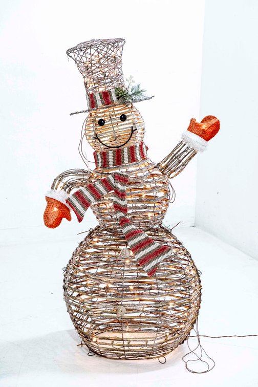Rustic Frosted 'Vine' Lighted Wire Snowman