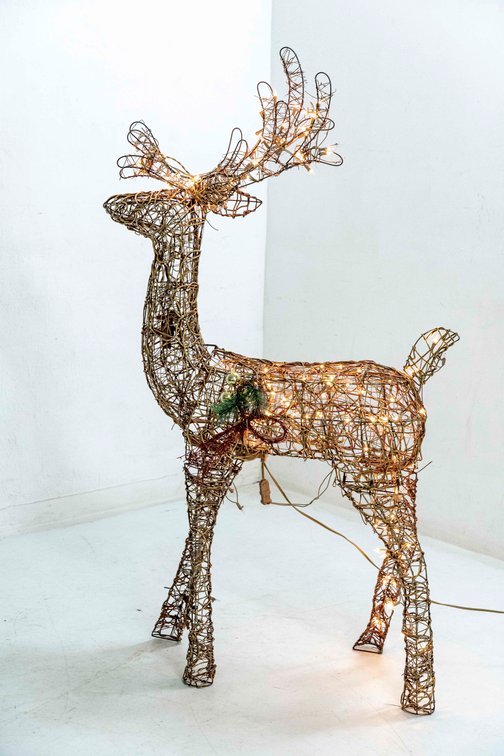 Partial Lighted & Animated Gold Wire Reindeer
