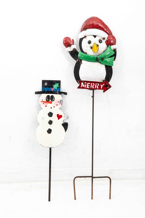 Metal Yard Art- Penguin & Snowman
