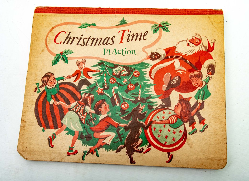 1st Ed. Christmas Time in Action- 1949 Pop-Up Book