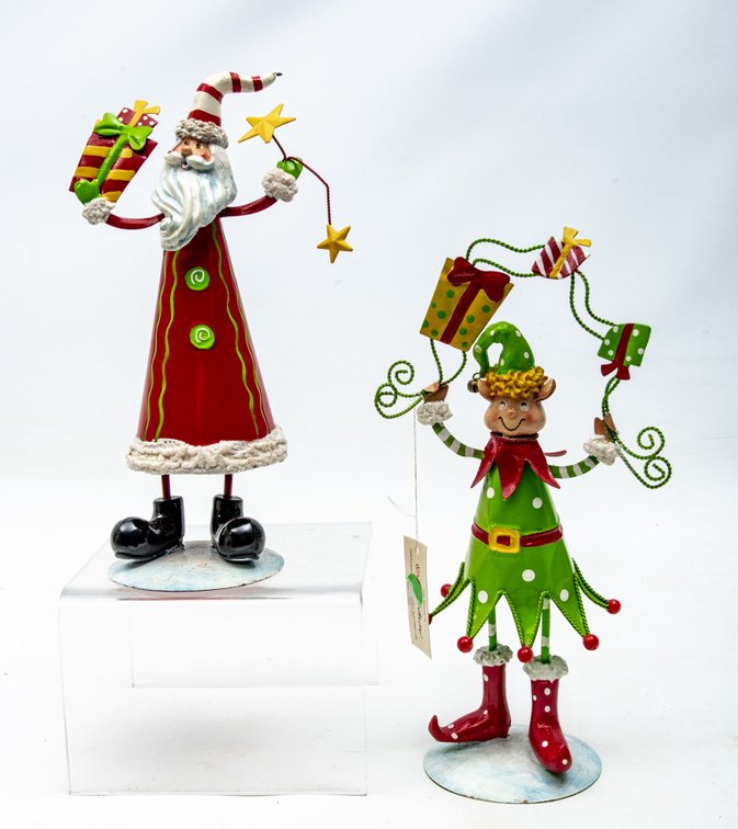 Home Interiors Bobble Santa Claus & Elf