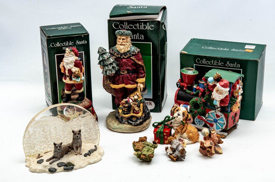 Santa Figures, Lenox Dog, Boyds Bears & ...