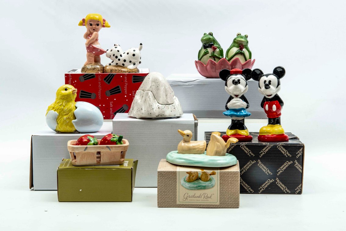 NIB- Salt & Pepper Shakers- Disney, Appletree +