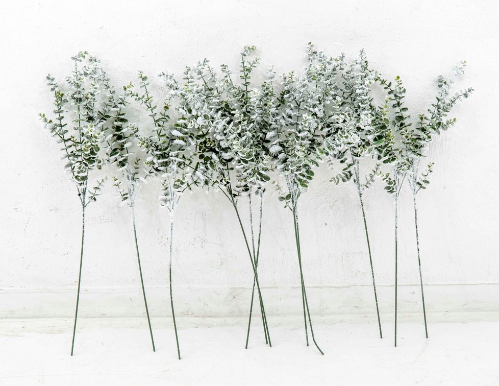 Lot of Eleven (11) Artificial Flocked Eucalyptus