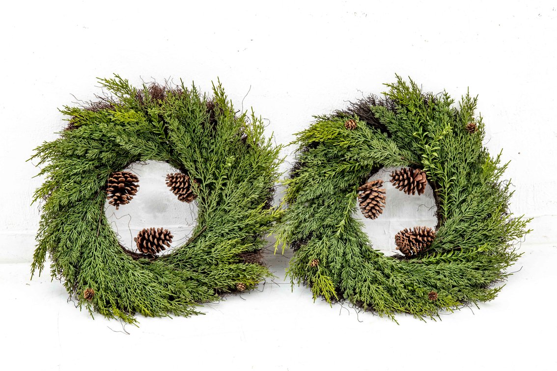 Lot of Two (2) Artificial Christmas Wreaths