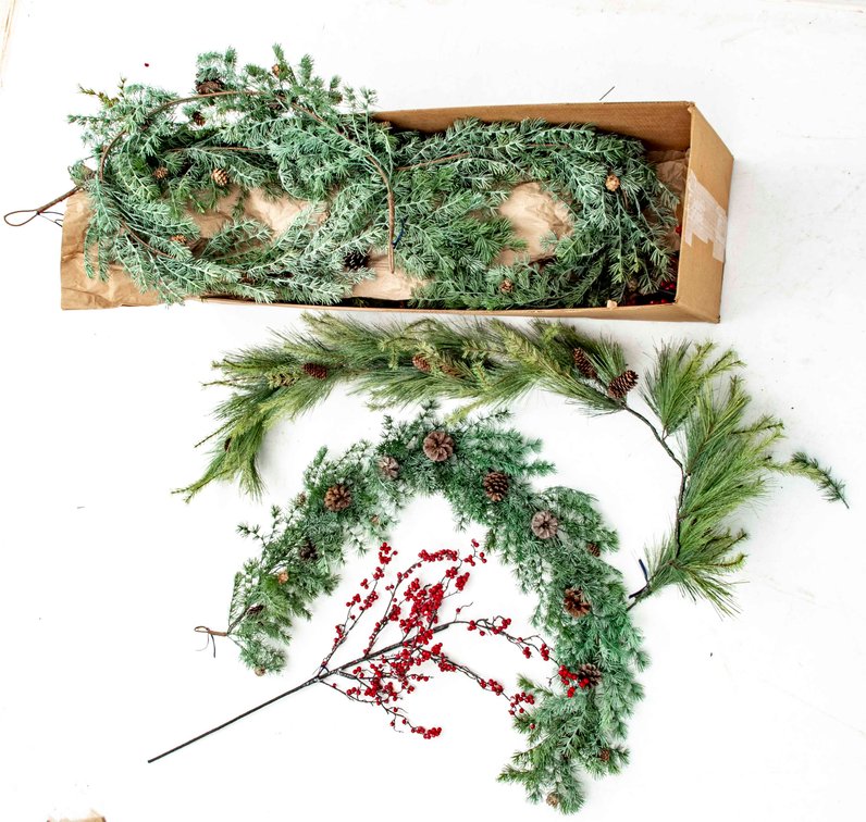 Box Lot of (22) Assorted Garland and Branches