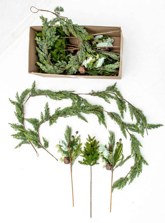 Box Lot of Seventeen (17) Garland & Branches