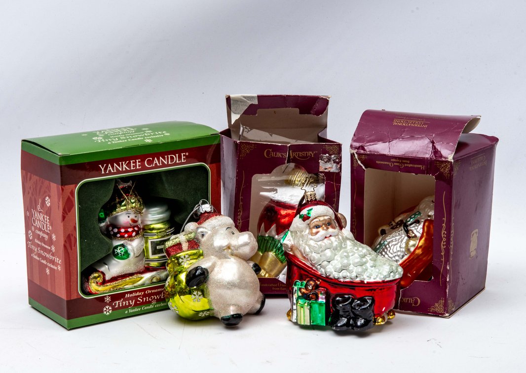 5 Mercury Glass Ornaments- Calik's, Yankee, Radko