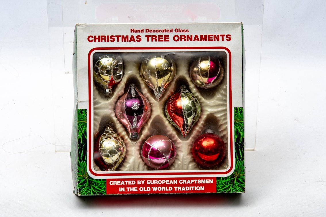 8 Romanian Mercury Glass Ornaments-IOP- Commodore