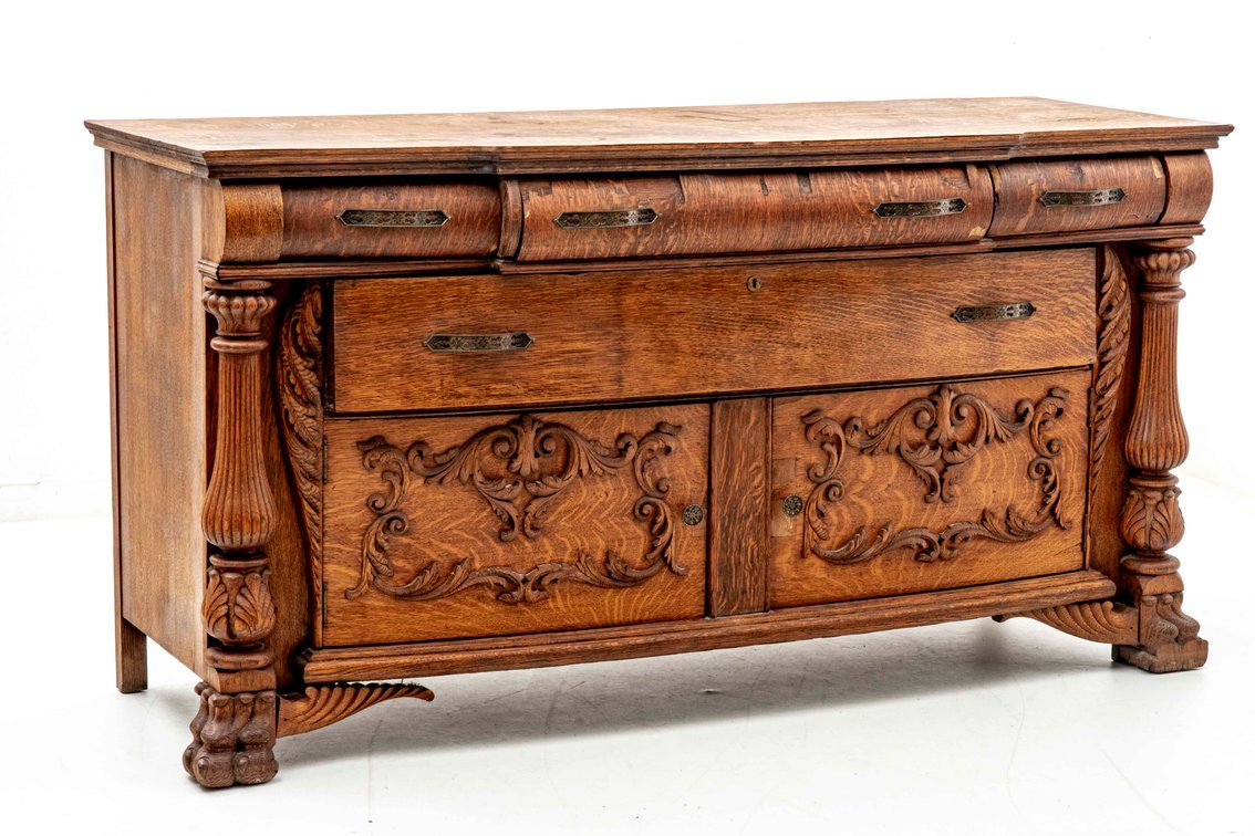 Tiger Oak Veneer Sideboard