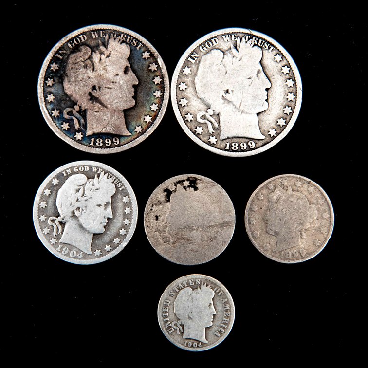 Barber Halfs, Quarter, Dime & Nickels-1899-1904