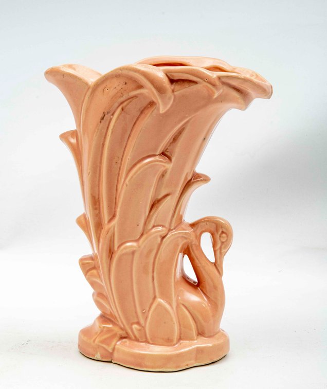Marked McCoy Peach/Coral Swan Vase