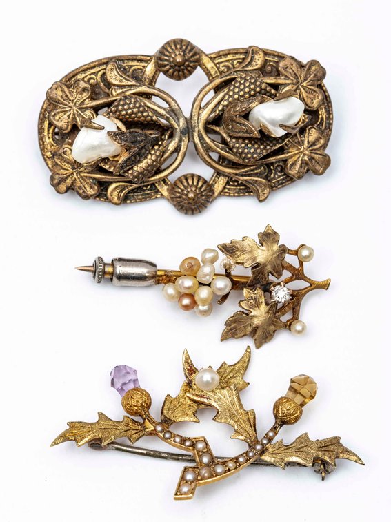 Three Antique Seed Pearl Brooches