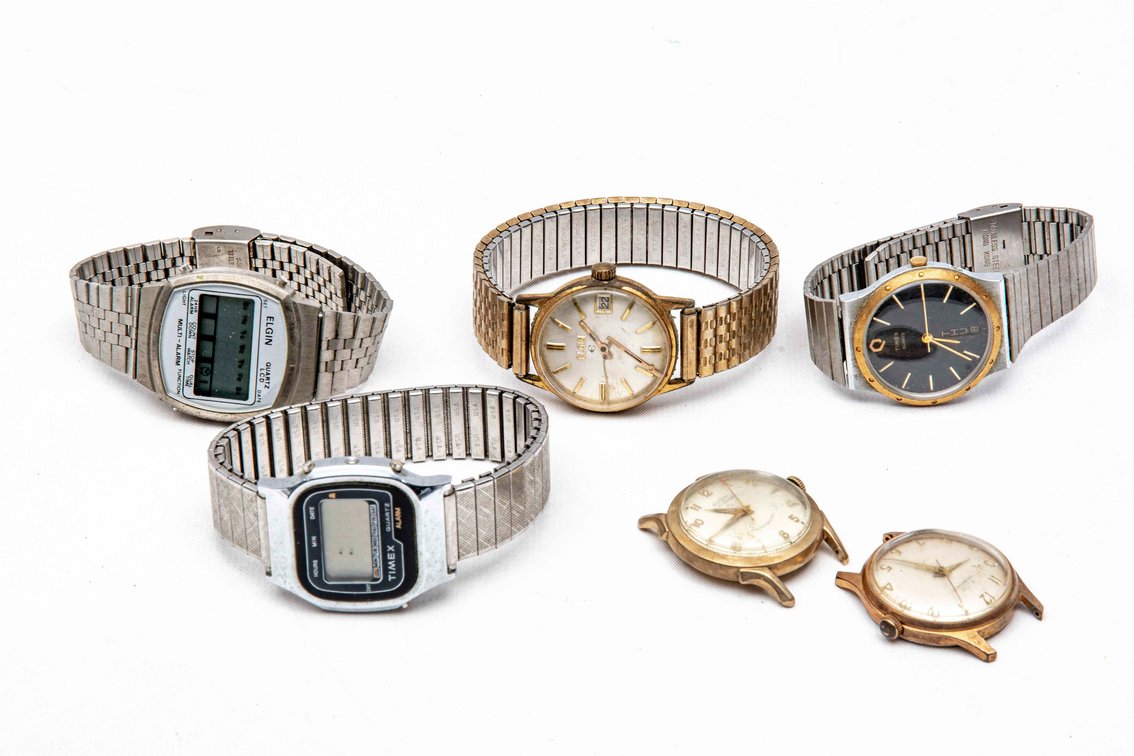 6 Vintage Wrist Watches- Elgin & Timex