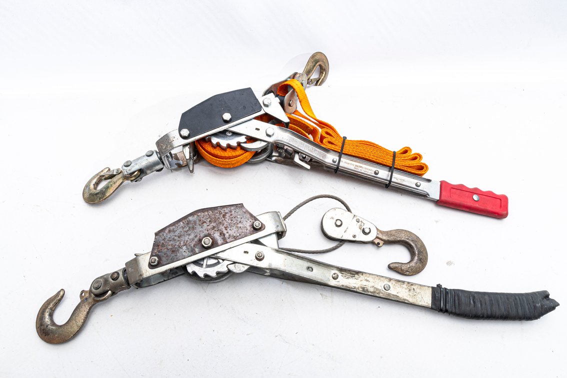 2 Come-Along Winches & Tie Down Strap