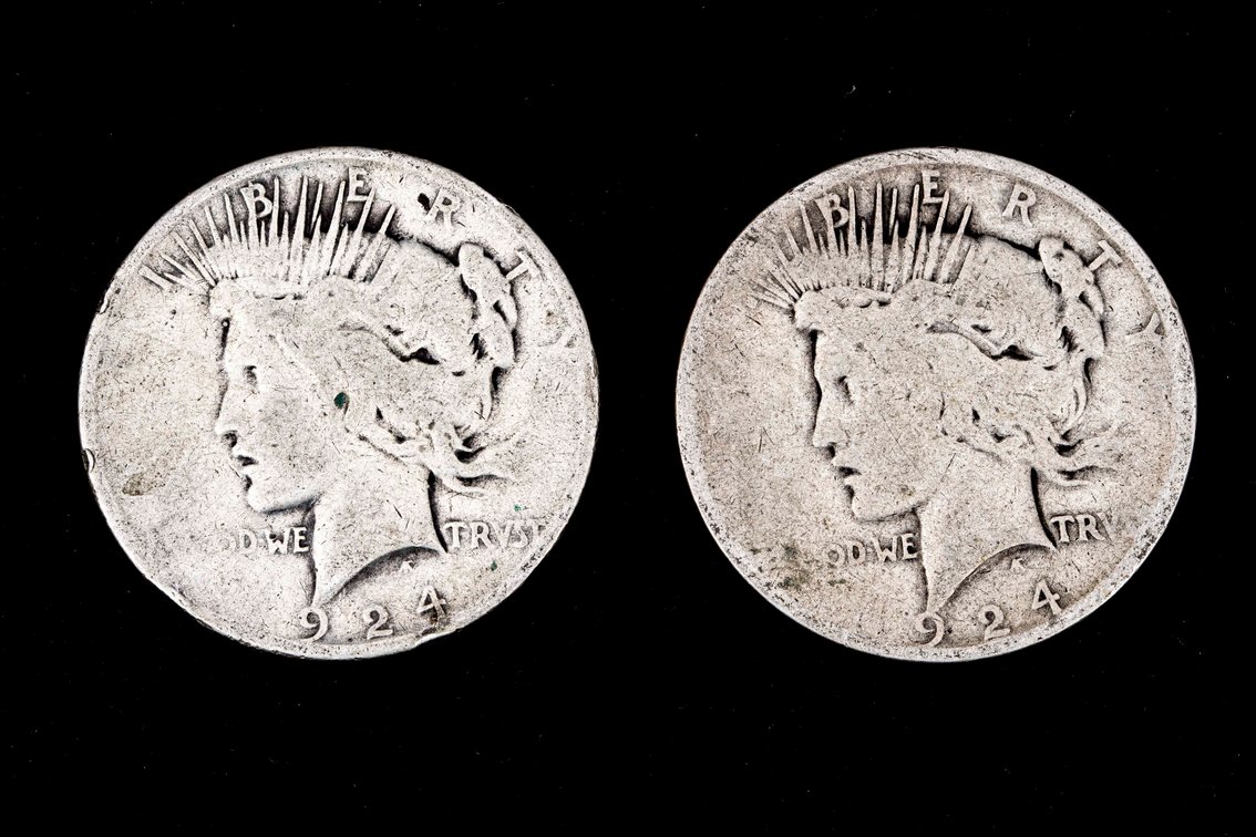 1924 & 24 S Peace Dollars 90% Silver