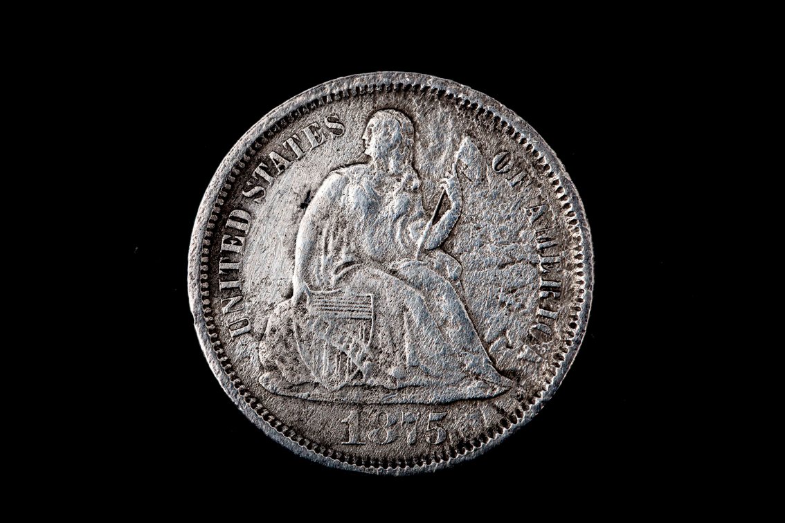 1875S Seated Liberty Silver 10c coin