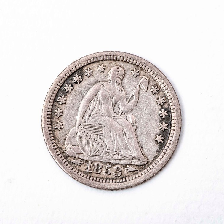 1853 Seated Liberty Silver 1/2 Dime coin