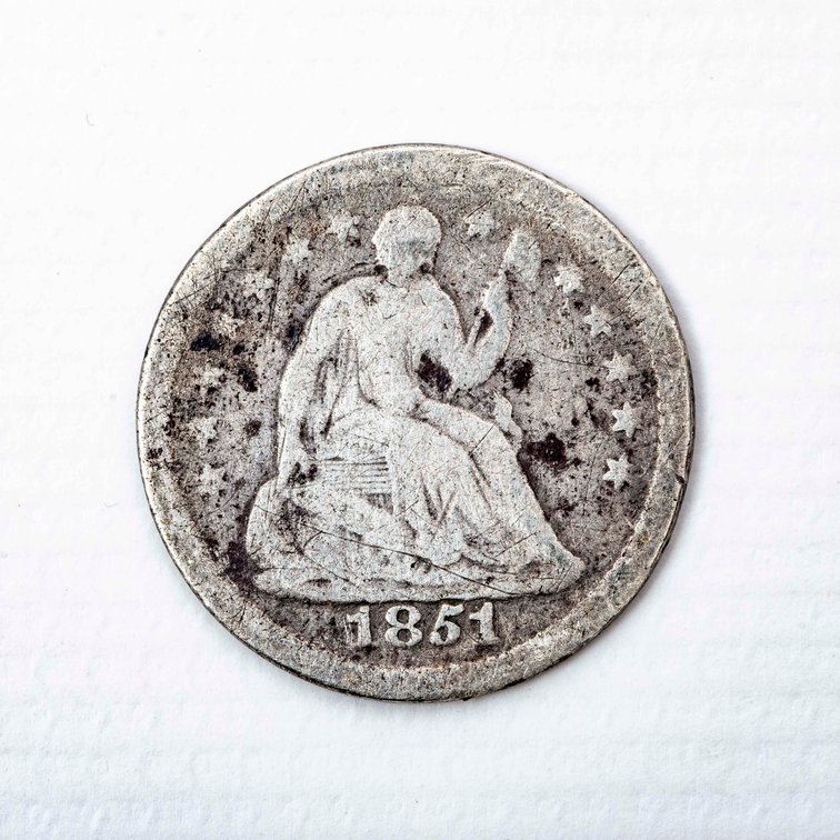 1851 Seated Liberty Silver 1/2 Dime coin
