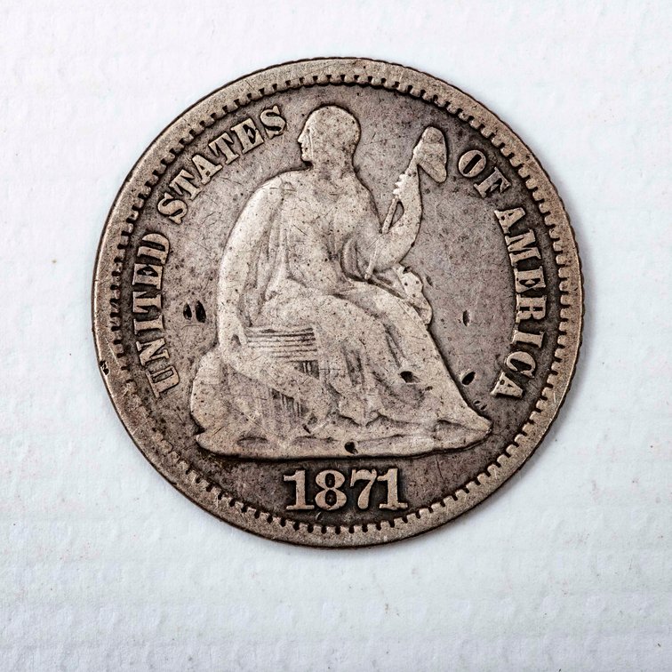 1871 Seated Liberty Silver 1/2 Dime coin