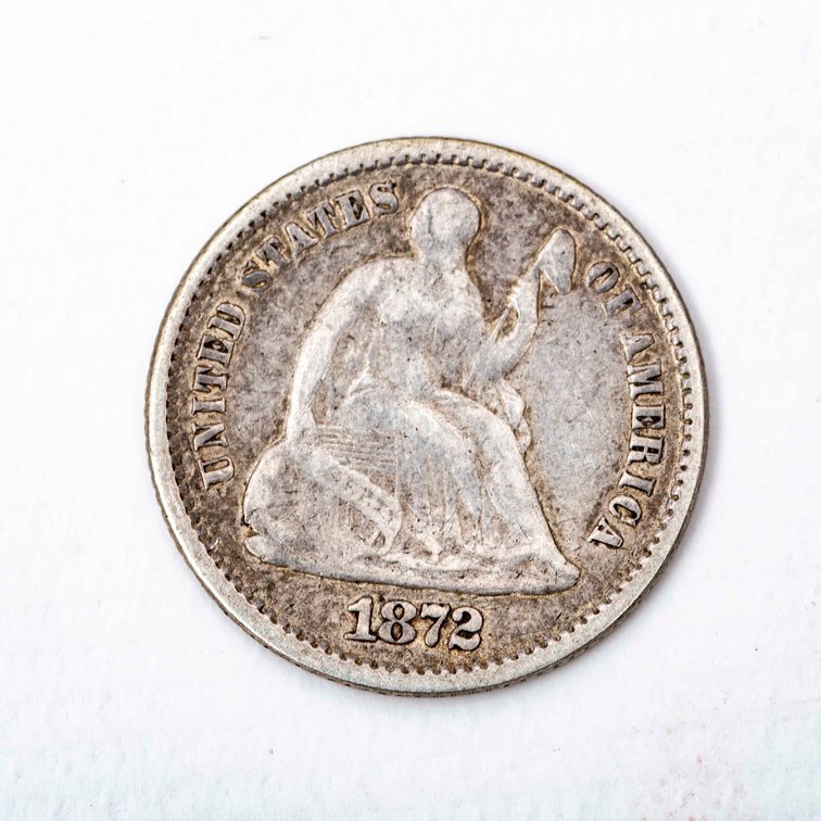 1872 Seated Liberty Silver 1/2 Dime coin