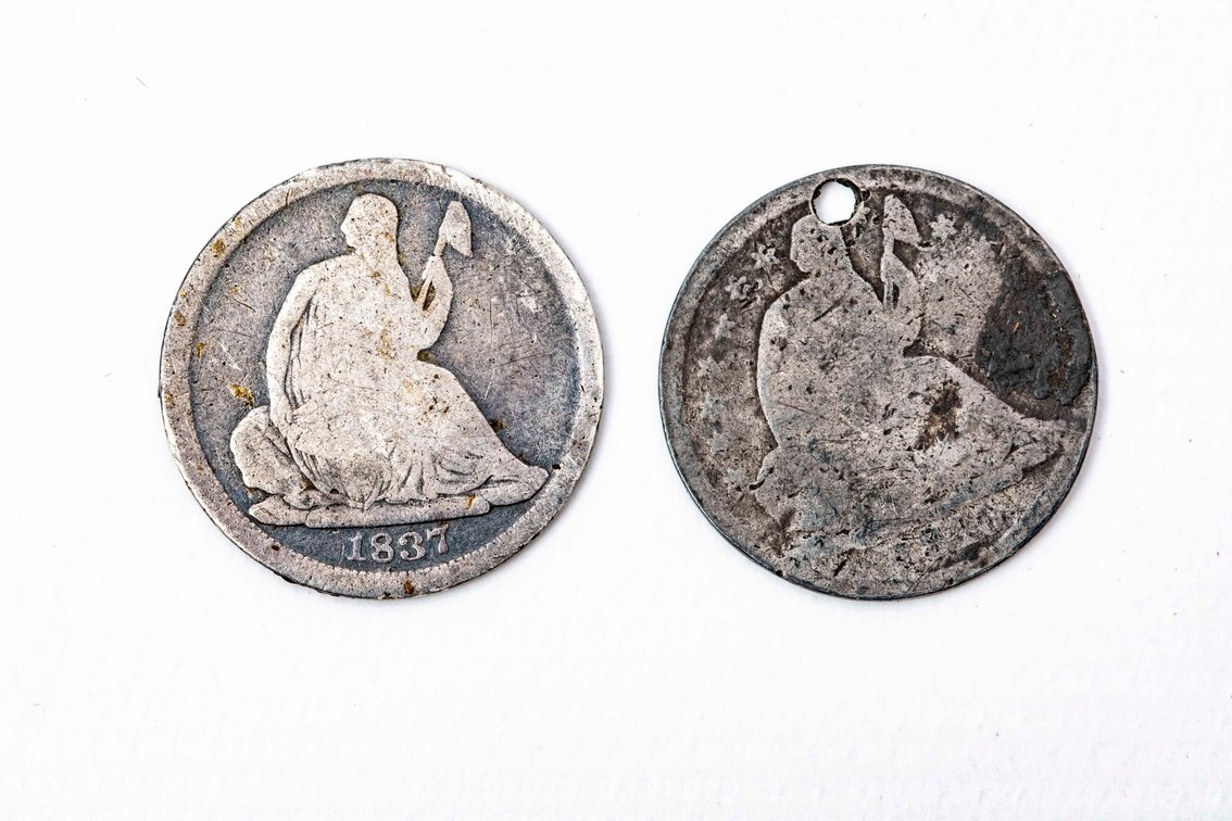 1837, 40 Seated Liberty Silver 1/2 Dime coin